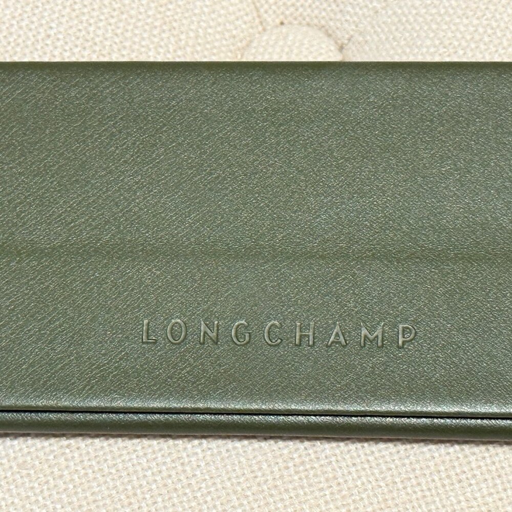 LONGCHAMP Leather Sunglasses Case NEW & UNUSED Olive Green